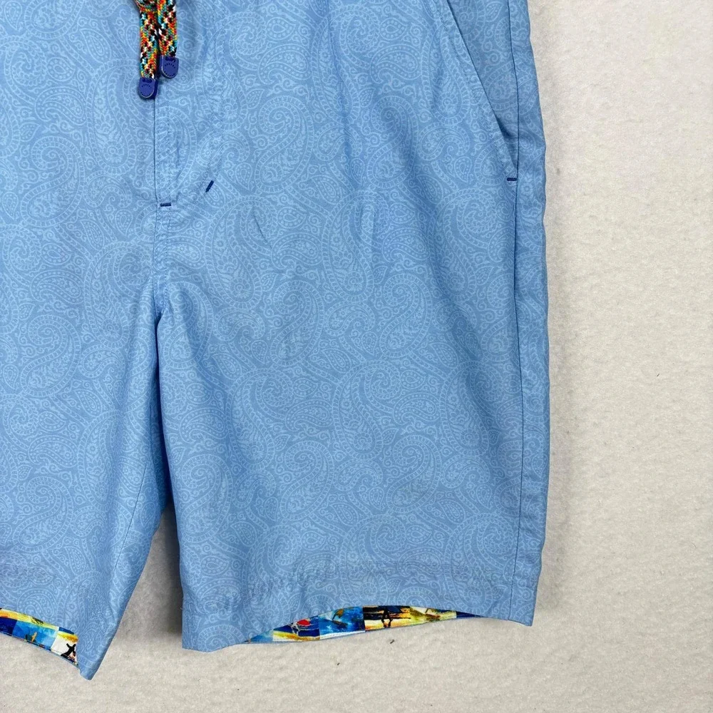 Robert Graham Board Shorts Mens Size 34 Blue Paisley Classic Fit Swim Trunks